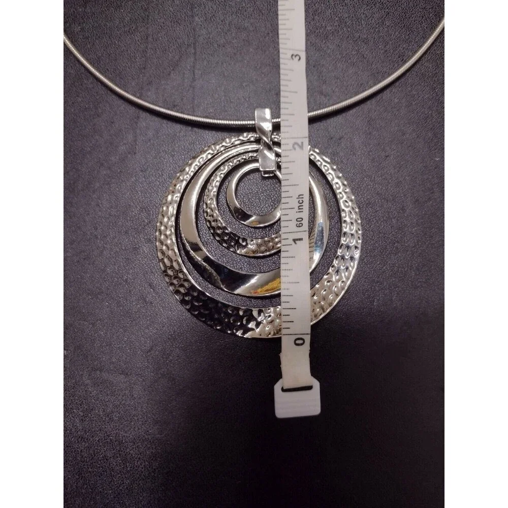 Erica Lyons silver tone necklace circles in circles